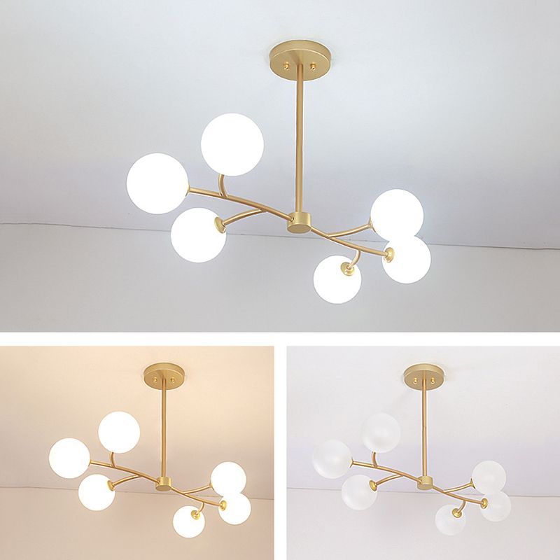 Glass Sputnik Island Pendant Light in Modern Simplicity Wrought Iron Hanging Light for Dining Room