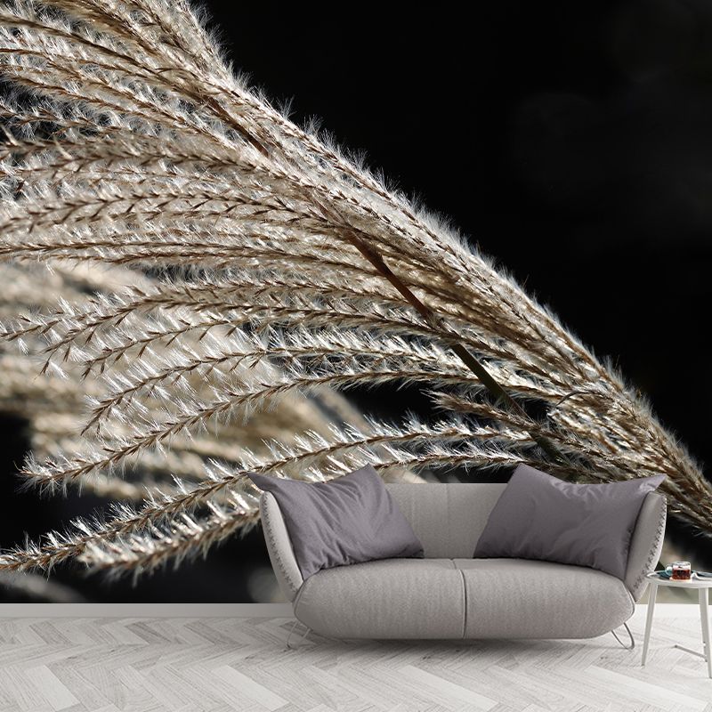 Customized Reed Grass Wall Mural Stain Resistant for Living Room Decor