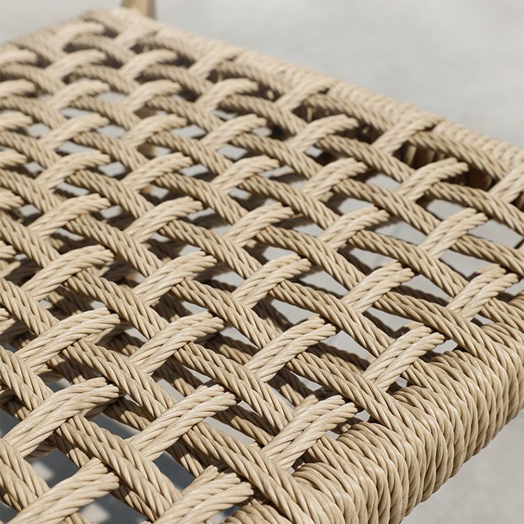Contemporary Natural Patio Dining Side Chair with Faux Rattan Back