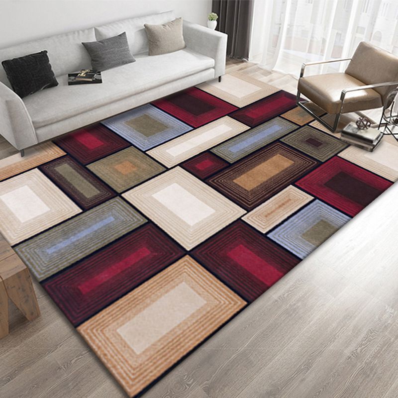 Contemporary Geometric Print Carpet Polyester Rug Stain Resistant Area Carpet for Home Decoration