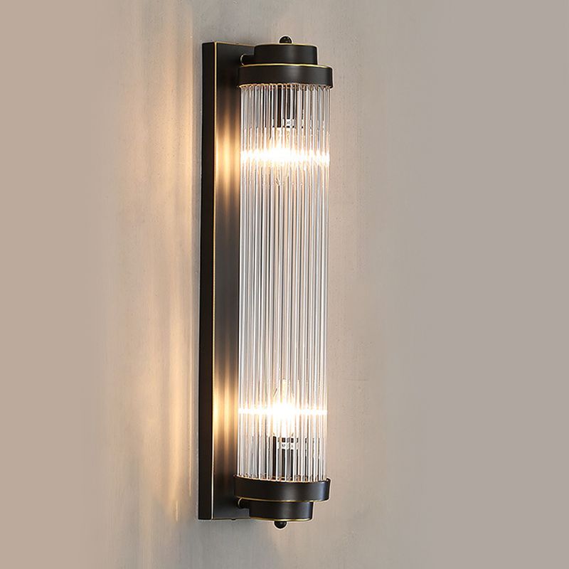 Modern Style Cylinder Wall Sconce Crystal 2 Light Sconces for Living Room