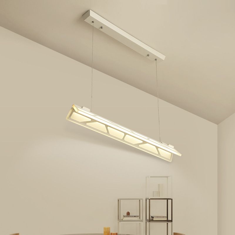 Luz de techo colgante acrílico LED acrílico LED lineal en blanco/marrón, 31.5 "de ancho