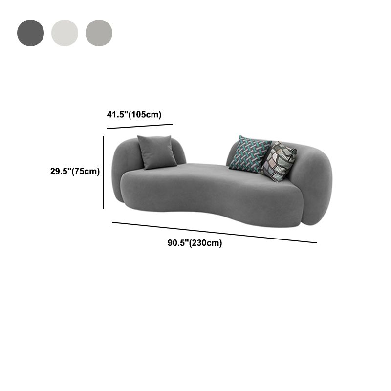 Contemporary Tight Back Tuxedo Arm Curved Settee Couch in Grey/white