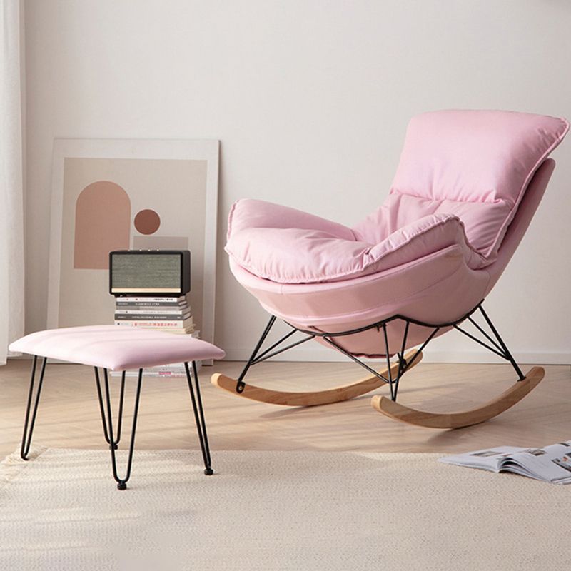 Orange Modern Rocking Chair Removable Cushions Rocker Chair with Ottoman