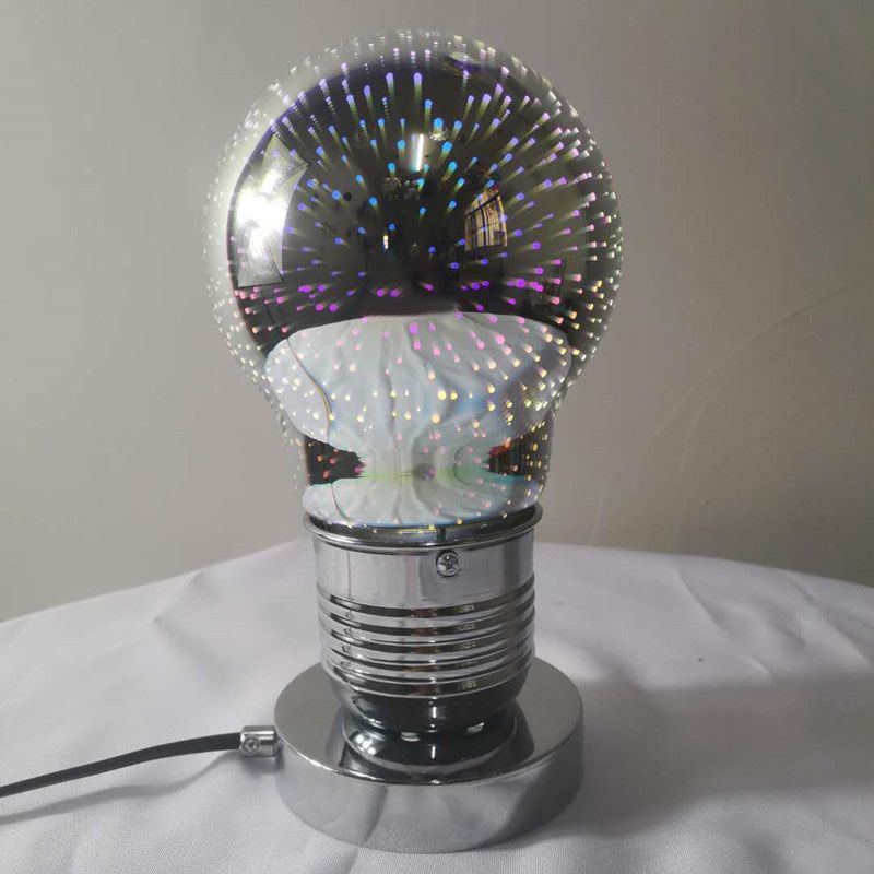 3D Mirrored Glass Ball Night Lamp Postmodern 1 Head Table Light in Chrome