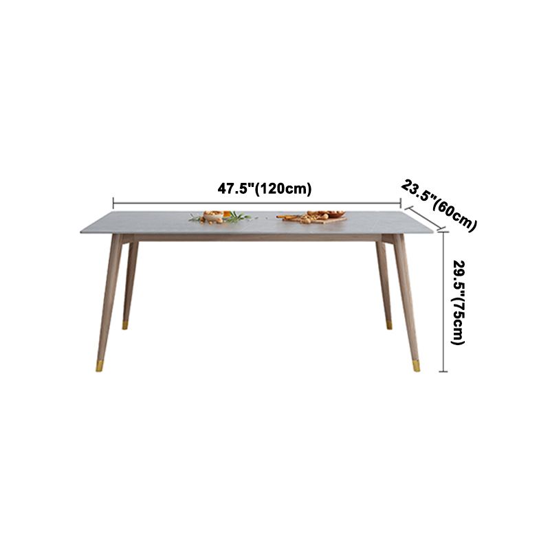 Rectangle Grey Tone Dining Table Sintered Stone Table Luxury Style with 4 Legs
