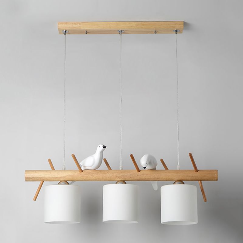 Zeitgenössische Anhängerleuchten Zylinder Hängende Lichter weißes Glas für Kücheninsel