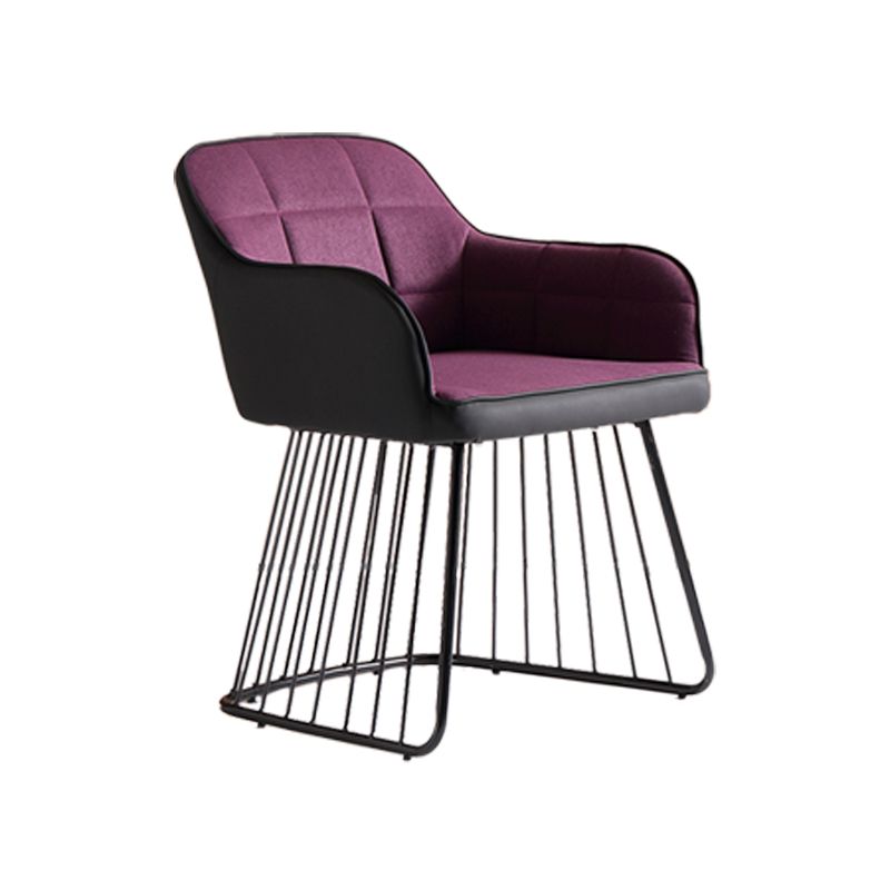 Industrial Metal Base Dining Chair Upholstered Dining Arm Chair