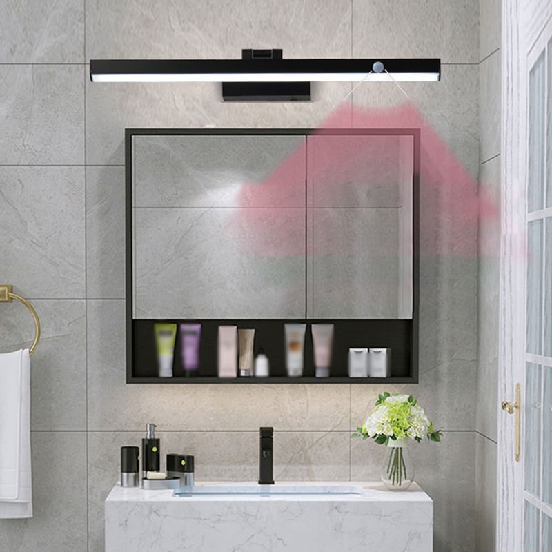 1 Light Thin Vanity Lighting Fixtures Modern Style Metal LED Mirror Lights