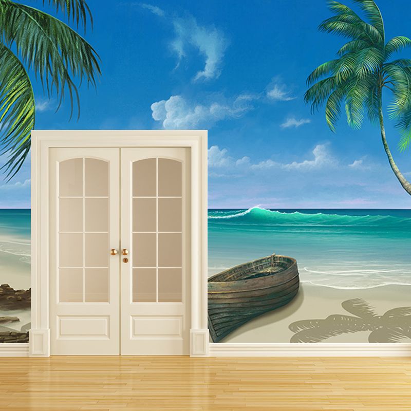Washable Illustration Mural Wallpaper Tropical Scenery Indoor Wall Mural
