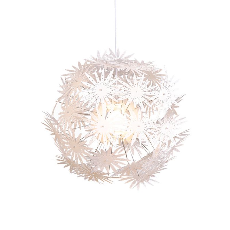 Dandelion Bedroom Ceiling Pendant Acrylic 1-Bulb 19"/23.5" Wide Modernism Hanging Light Kit in White