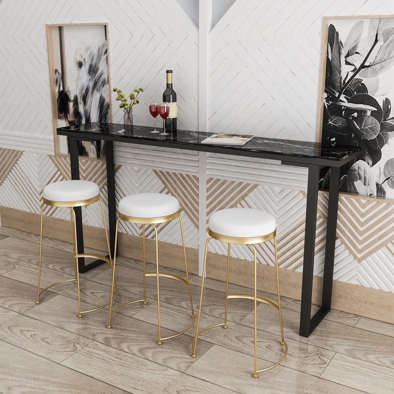 Faux Marble Table Modern Style Bistro Bar Table with Sled Base