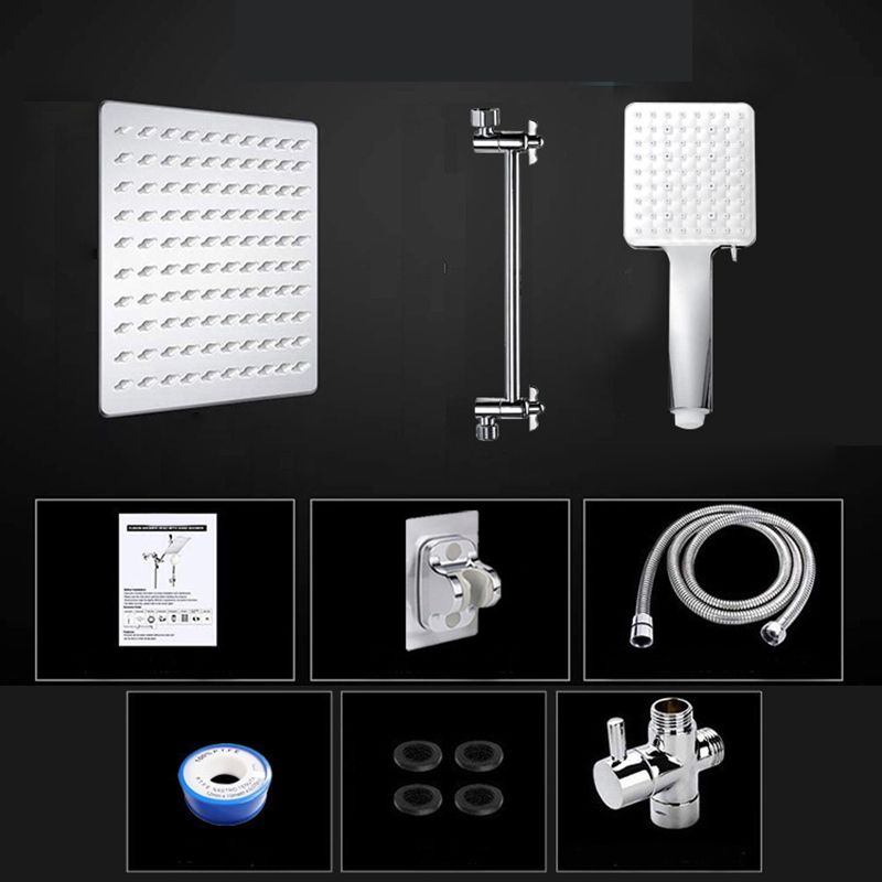 Contemporary Shower Combo Dual Shower Head Ceiling Mounted Metal Square Shower Head