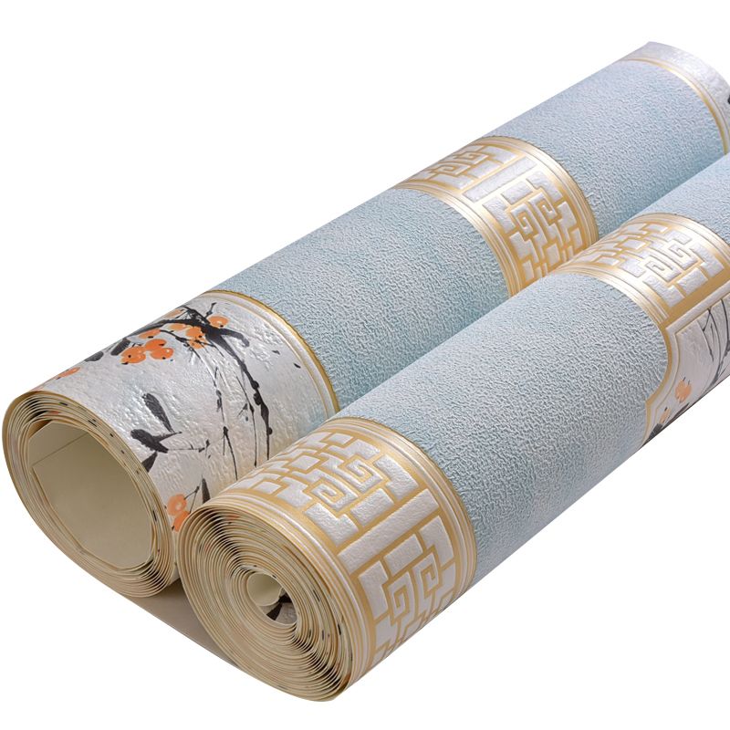 Chinoiserie Floral Print Wallpaper Pastel Color Washable Wall Covering for Bedroom