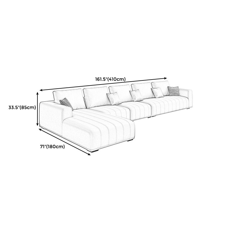 Cream Modern Faux Leather Square Arm Sofa/Sectional with Pillowed Back Cushions