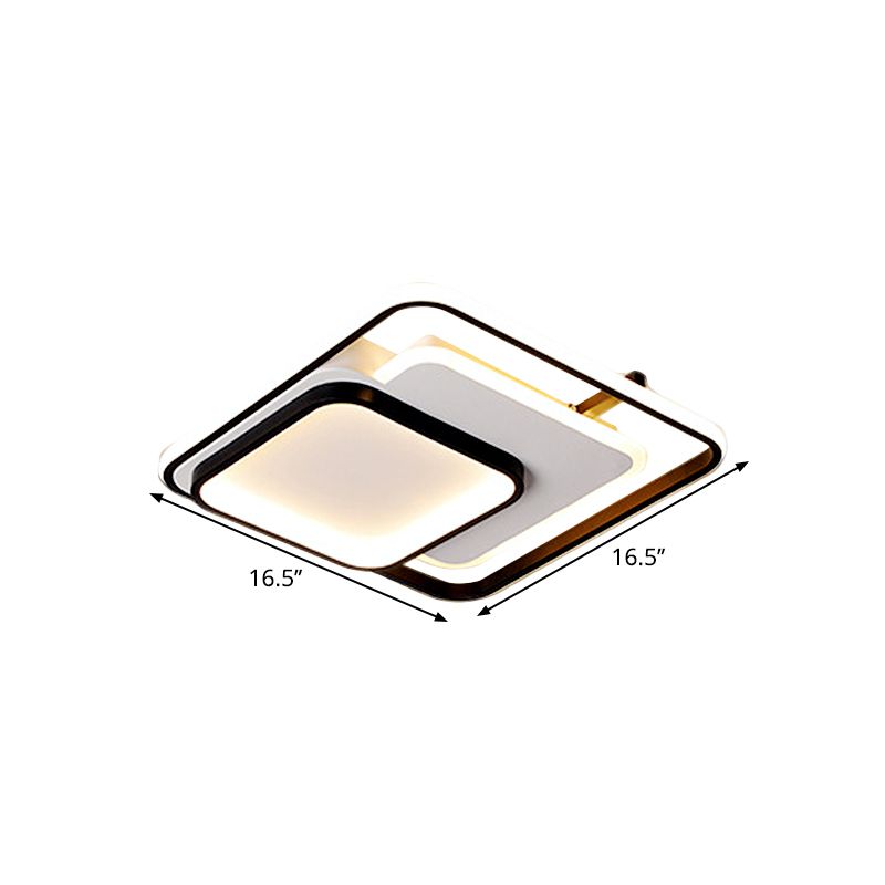 Metal Rectangle/Square Ceiling Flush Simplicity LED Black Flush Mount in Warm/White Light, 16.5"/20.5"/33.5" Wide