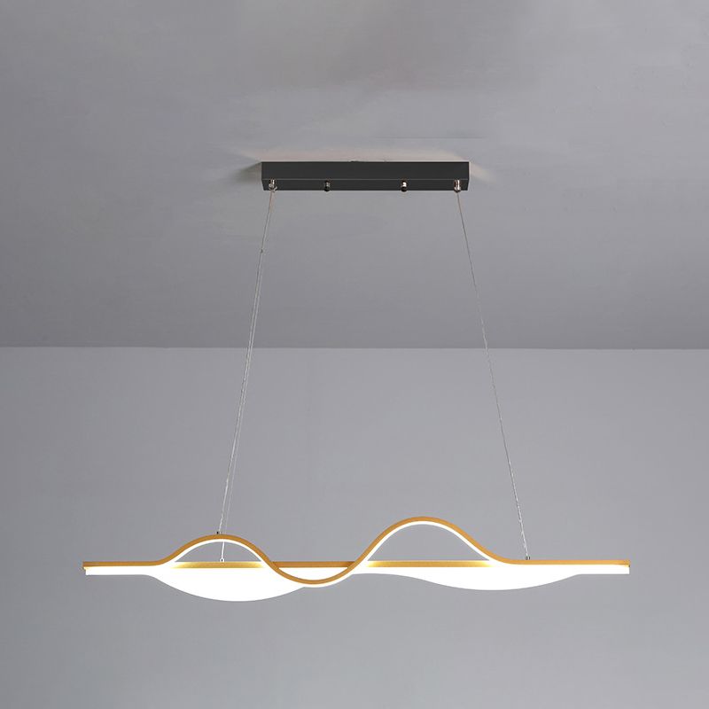 Modern Creative LED Pendant Light Metal Linear Island Light with Acrylic Shade