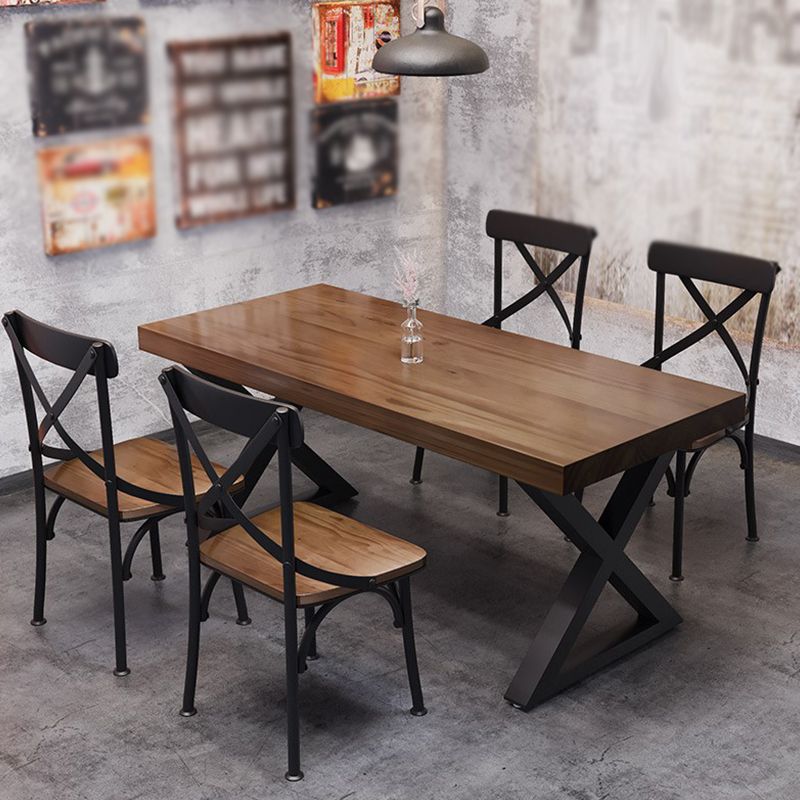 Rectangle Dining Table Industrial Dining Table with Iron Base