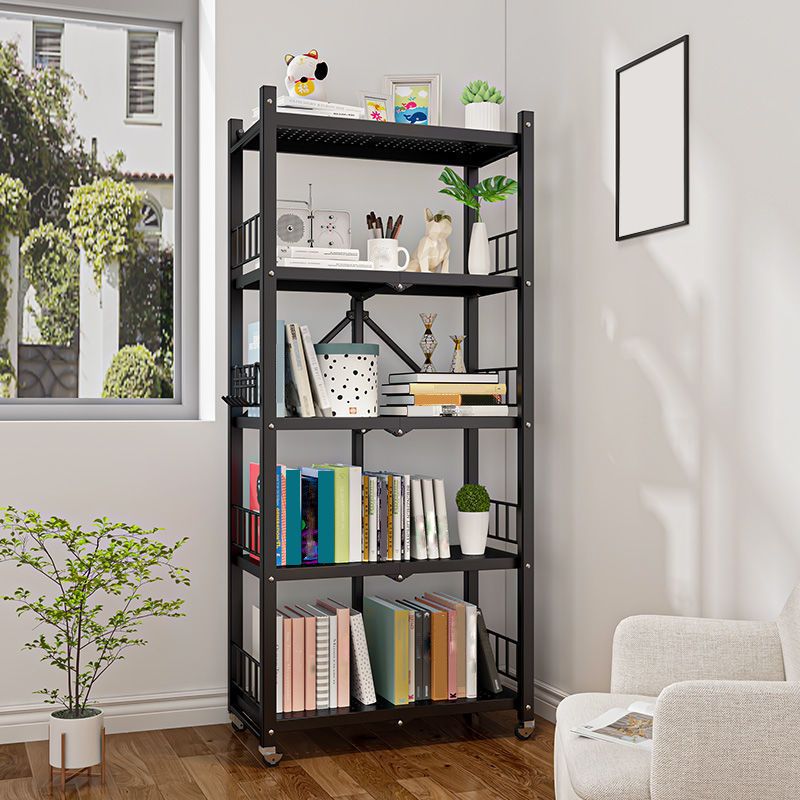 Modern Style Bookshelf Metal Open Back Folding Bookcase for Office