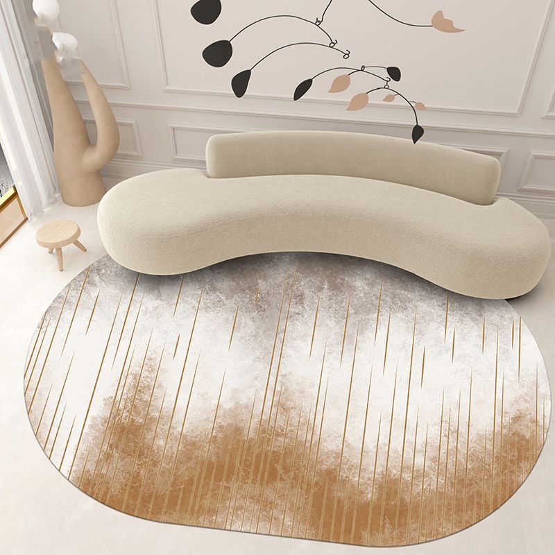 Brown Modern Carpet Polyester Graphic Carpet Washable Area Carpet for Living Room