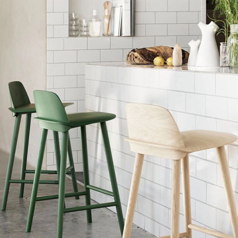 Contemporary Indoor Solid Wood Bar Stool Low Back Armless Stool
