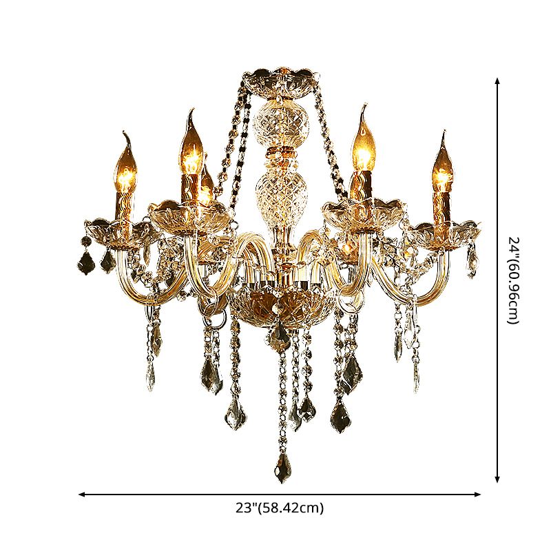 European Clear Crystal Glass Pendant Lighting Fixtures Candelabra Hanging Ceiling Light
