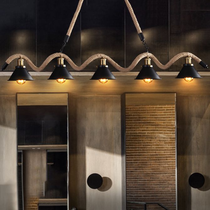 Industrial Hanging Ceiling Light Metal Pendant Lighting Fixtures in Black Finish