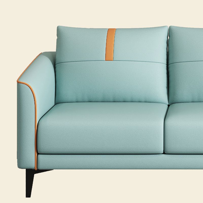 31.49" H Pillow Back Sofa Square Arm Faux Leather Convertible Sofa