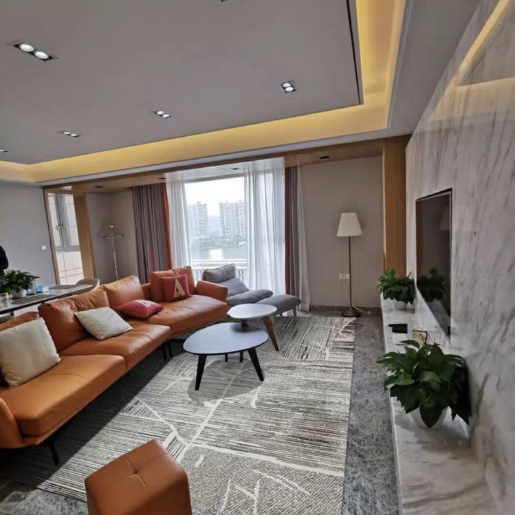 Grey Tone Eclectic Rug Polyester Carpet Mottled Effect Indoor Rug Non-Slip Backing for Living Room