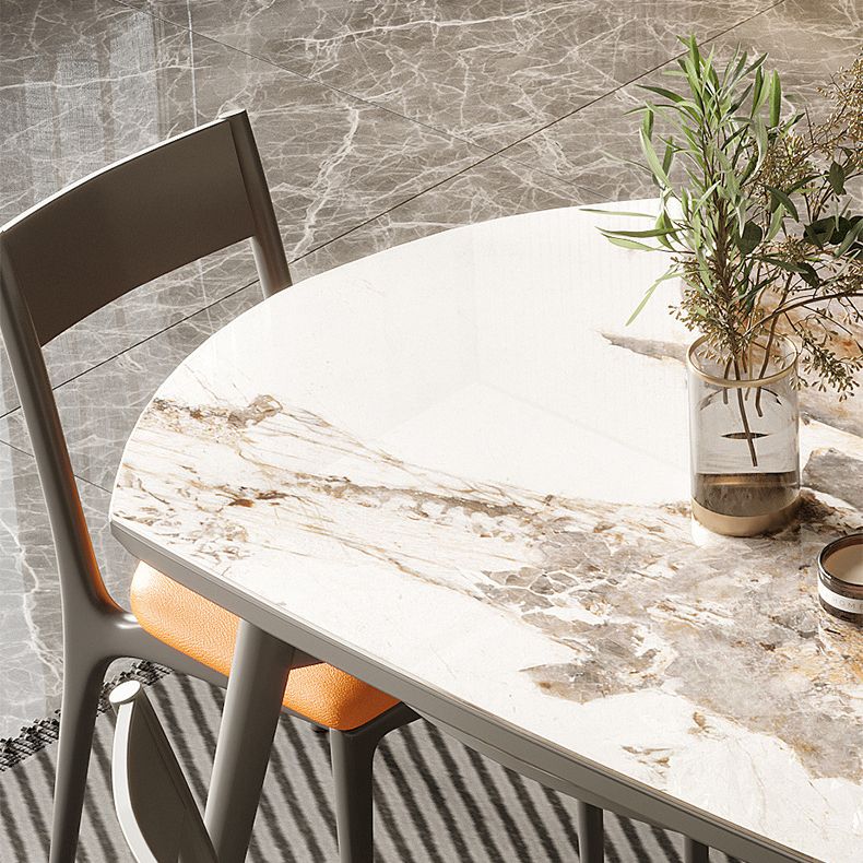 Traditional Luxury Dining Table Round Sintered Stone 4 Legs Dining Table with Wooden Base