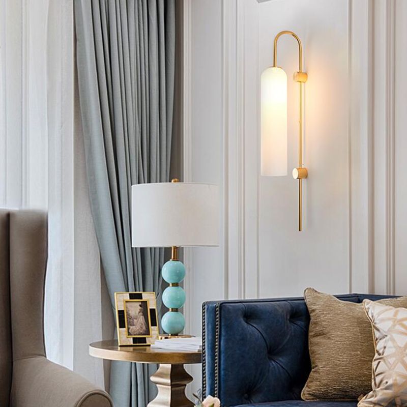 Modern Style Cylinder Shape Wall Sconce Glass Sconce Lighting for Bedroom