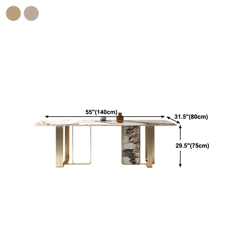 Luxury 1/3/4/5/6 Pieces Dining Set Sintered Stone Dining Table with Leather Chairs