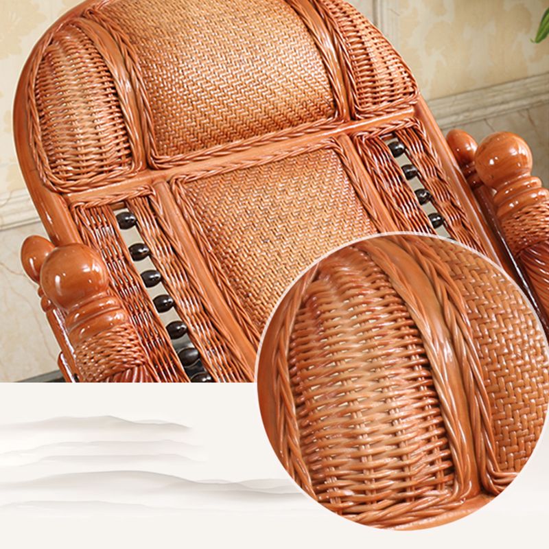 Traditional Rocking Chair Solid Wood Wicker Detail Recliner Chair for Living Room