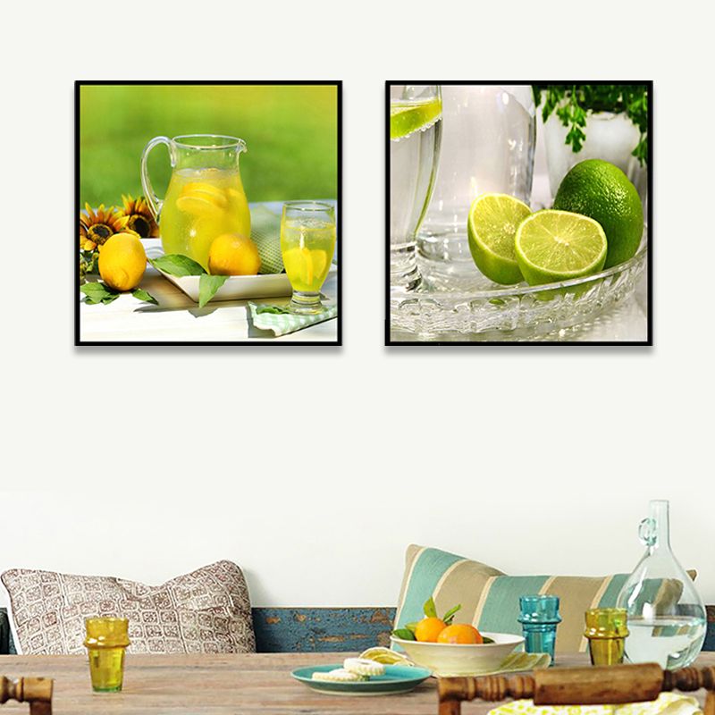 Photograph Drinks Canvas Wall Art Bright Modern Style Wall Decor for Dining Room
