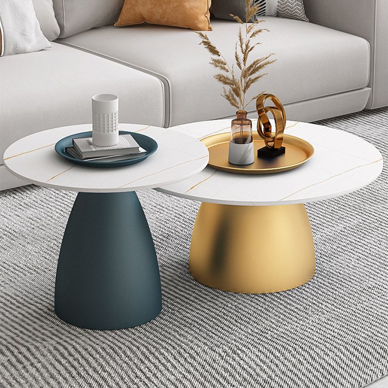 Modern Style Round Metal Table Metal Pedestal Base Coffee Table