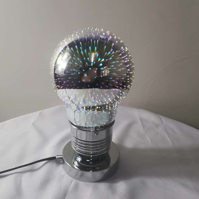 3D Mirrored Glass Ball Night Lamp Postmodern 1 Head Table Light in Chrome