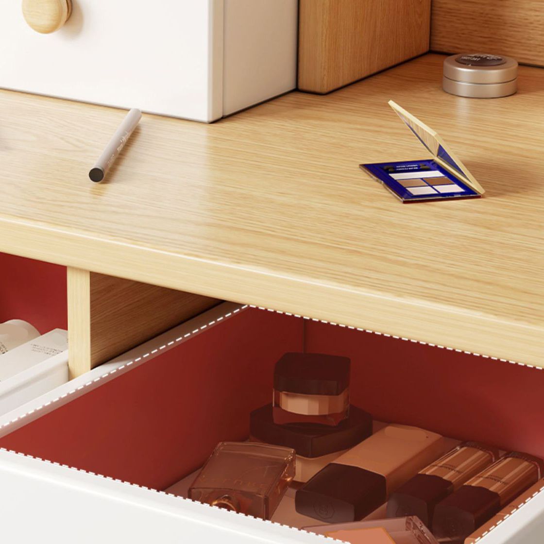 Modern Makeup Vanity Desk with Mirror and Storage Shelves 47.25" for Bedroom