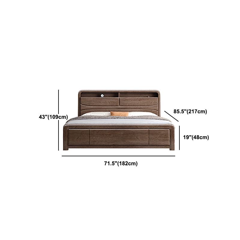 Traditional Wood Standard Bed Espresso Bed Frame with Headboard
