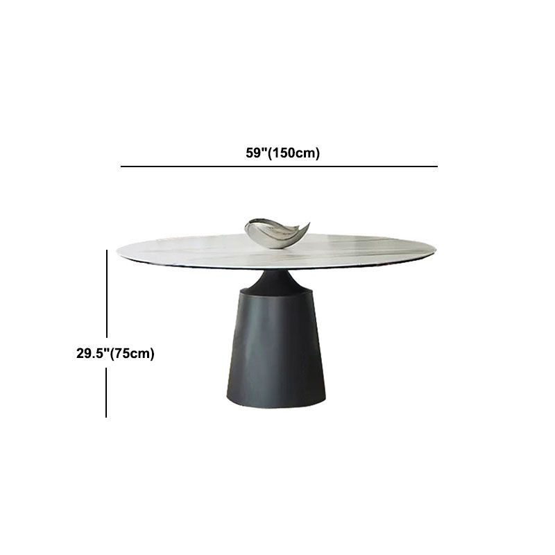 Modern Sintered Stone Dining Table Round Dining Room Table with Pedestal Base