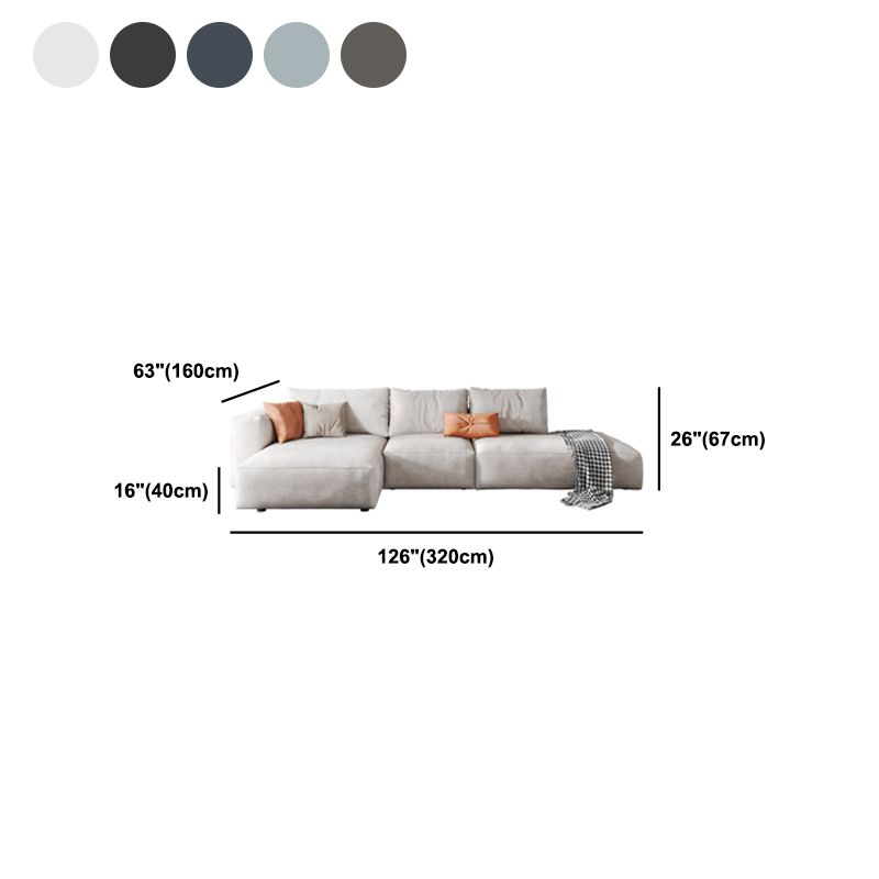 Nordic Pillows Living Room Faux Leather Stationary Square Arm Sofa Chaise