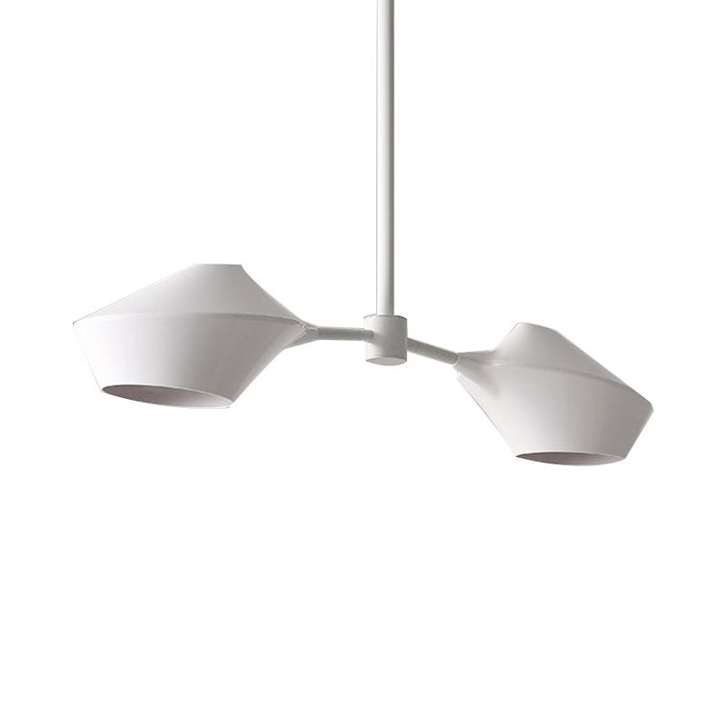 Iron Shade Chandelier Light Modern Metal 2/3/4 Lights White/Black and White/Black and Gold Dining Room Hanging Light