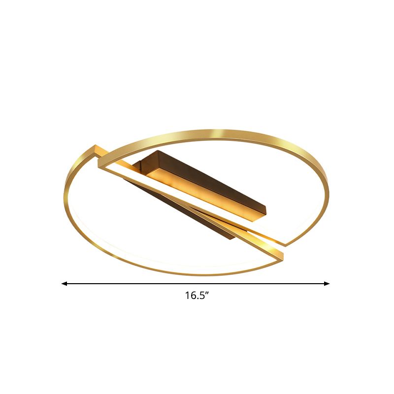 Simple Square/Round Frame Flushmount Metallic LED Bedroom Flush Mount Fixture in Gold, Warm/White Light