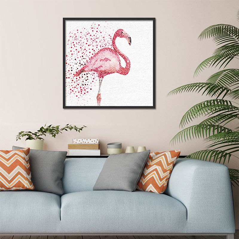 Tropical Flamingo Canvas Print in Pink Living Room Wall Art Decor, Textured Surface