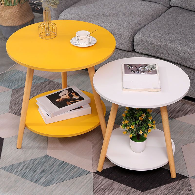 Modern 3 Leg Corner Table Round Solid Wood Side End Table for Living Room