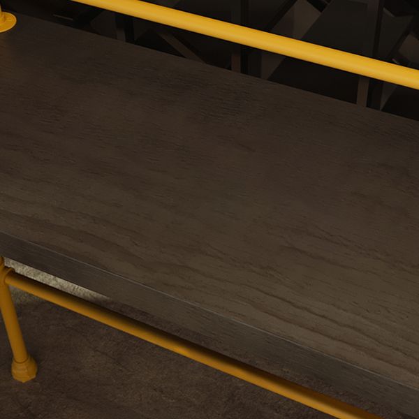 Solid Wood Top Bar Table Black Rectangle Bar Height Pub Table with Metal Base