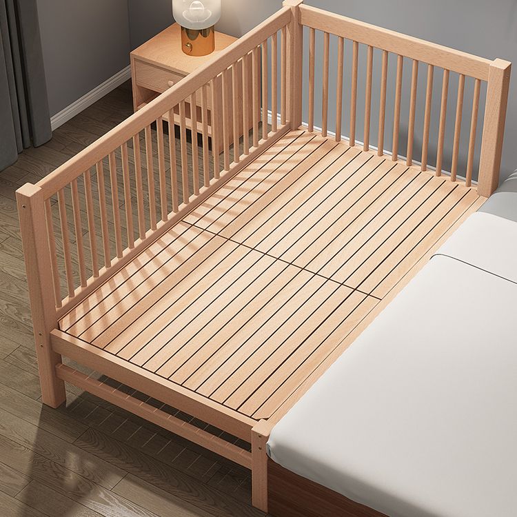 Solid Wood Baby Crib Farmhouse Birch Nursery Bed with Guardrail