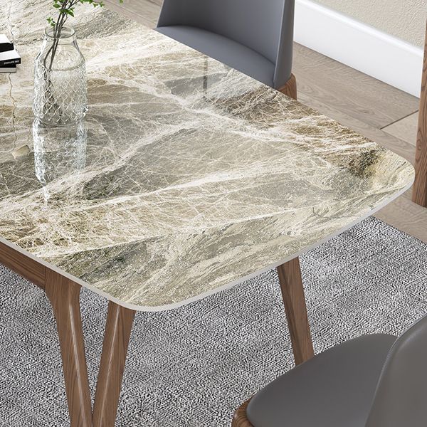 Sintered Stone Top Rectangle Table for Restaurant Modern Dining Table with Ash Wood 4 Legs