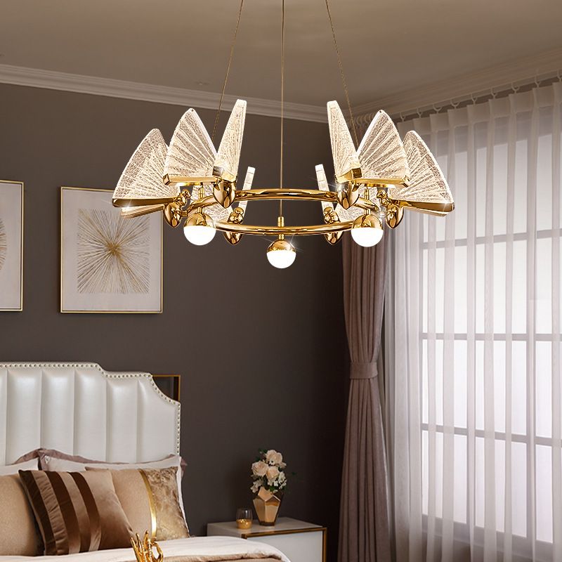 Modern Butterfly Shape Chandelier Multi Light LED Hanging Light for Bedroom