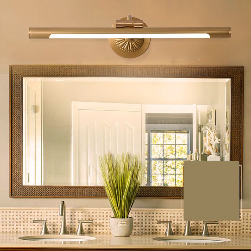 Brass Strip Mirror Light American Style Waterproof 1 Light Wall Lamp for Bathroom