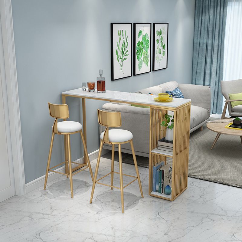 Nordic Glam 1/3 Pieces Bar Table Set Rectangle Marble Counter Table for Kitchen